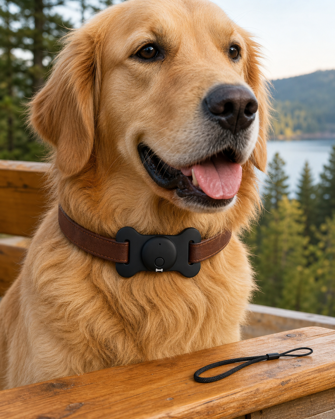 PawVerna TrailTag finder with soft bone-shaped silicone collar mount, compatible with Apple Find My