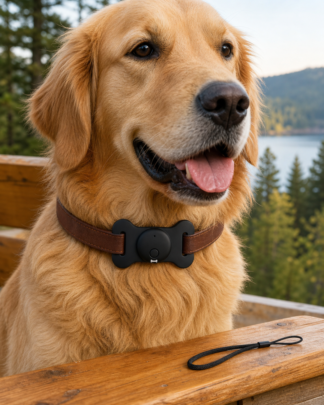 PawVerna TrailTag finder with soft bone-shaped silicone collar mount, compatible with Apple Find My